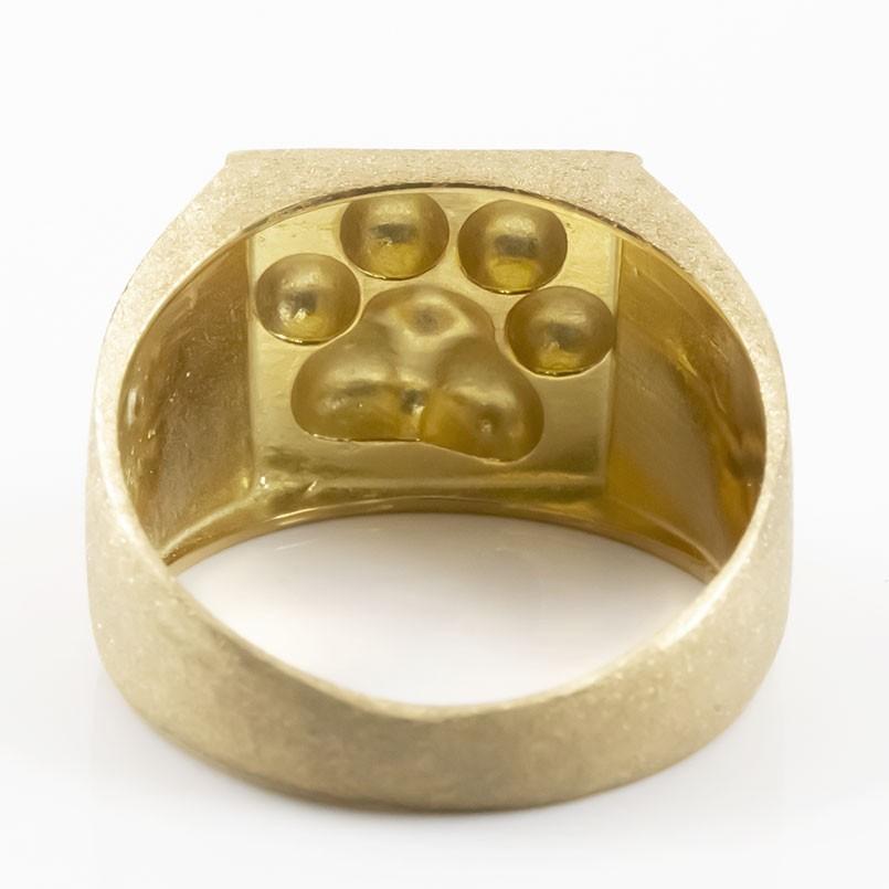 ネココネコ18k刻印リング K18印台18金ゴールドメンズリング指輪八角形18K刻印入り保証書付き