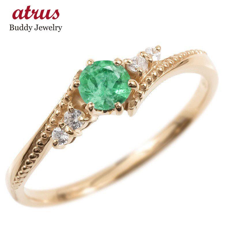 初回限定 婚約指輪 ダイヤ 安い 18金 リング ダイヤモンド エメラルド 一粒 レディース 指輪 18k ピンクゴールドk18 ゴールド エンゲージリング 大粒 ミル打ち 送料無料 超人気 David Mautz Com