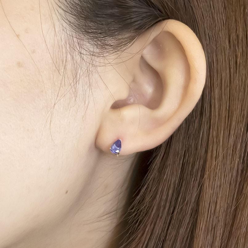 ピアス 10金 タンザナイト スタッドピアス イエローゴールドk10 10K ティアドロップ 宝石 12月誕生石 雫 つゆ型 涙型 あすつく 送料無料 セール saleの画像