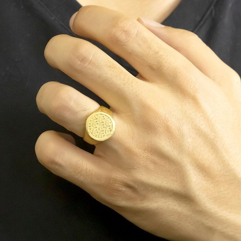 ジュエリー工房アトラス 24金 印台 リング 純金 太め 指輪 メンズ 金 
