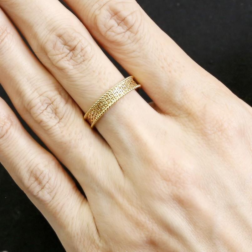 18金 リング レディース 指輪 透かし 婚約指輪 ピンキーリング 18k イエローゴールド 地金 シンプル ストレート おしゃれ 人気 女性 送料無料 セール saleの画像