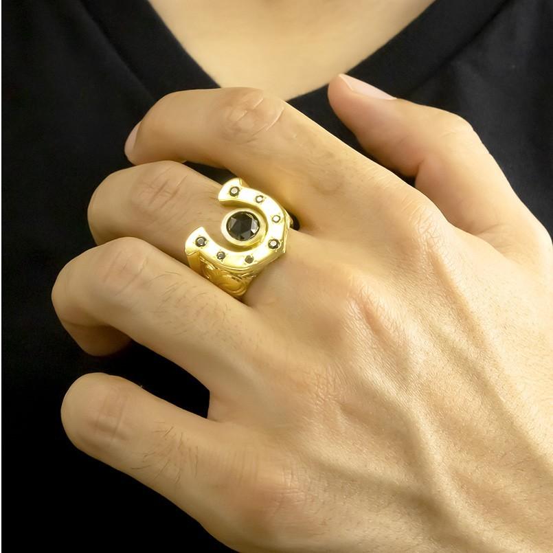 ジュエリー工房アトラス リング メンズ ゴールド ブラックダイヤモンド 