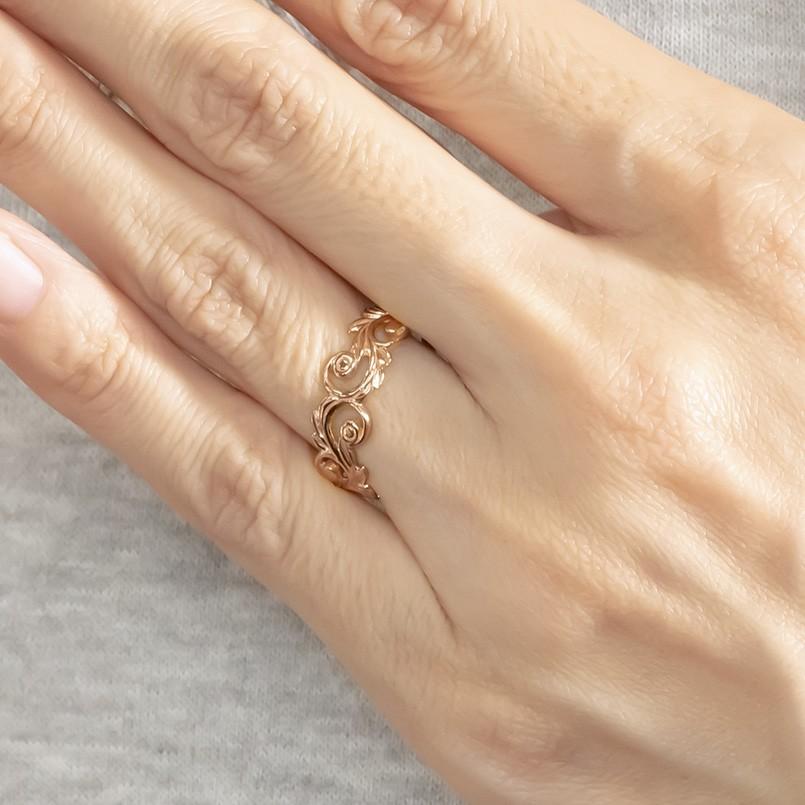 ゴールド リング ハワイアンジュエリー 指輪 10k ピンクゴールドk10 透かし 婚約指輪 スクロール マイレ ピンキーリング シンプル 送料無料 セール saleの画像