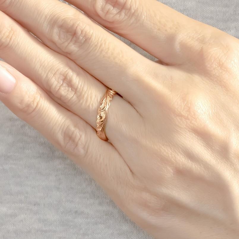 婚約指輪 ゴールド リング ハワイアンジュエリー レディース 10k 指輪 10金 ピンクゴールドk10 ピンキーリング スクロール マイレ 送料無料 セール saleの画像