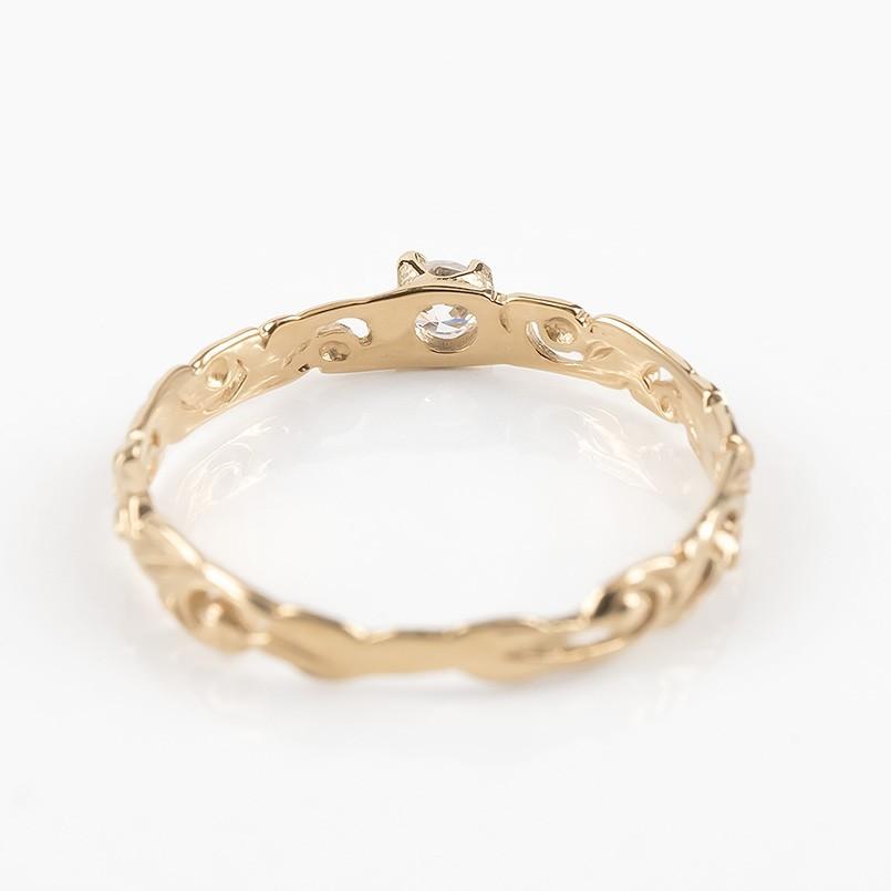 18金 リング ダイヤモンド 一粒 ハワイアンジュエリー レディース ゴールド 18k ピンクゴールドk18 透かし 指輪 婚約指輪 ピンキーリング 送料無料 セール SALEの画像