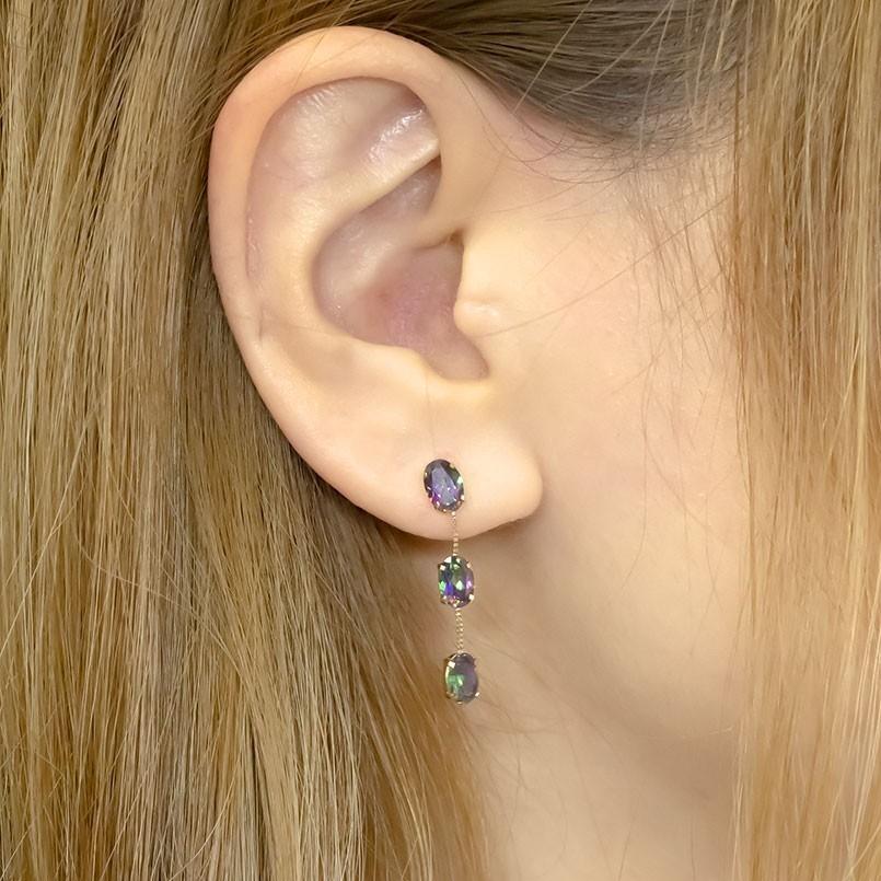 絶対一番安い 片耳ピアス 揺れる 18金 レディース ミスティックトパーズ ゴールド 18k イエローゴールドk18 シンプル 揺れるピアス ロング ピアス 人気 あすつく 希少 Lespakigali Com