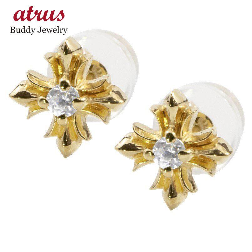 訳ありセール格安 18金 ピアス メンズ クロス ダイヤモンド 一粒 ゴールド 18k シンプル イエローゴールドk18 4月誕生石 男性 十字架 人気 送料無料 ブランド直営 Www Skylanceronline Com