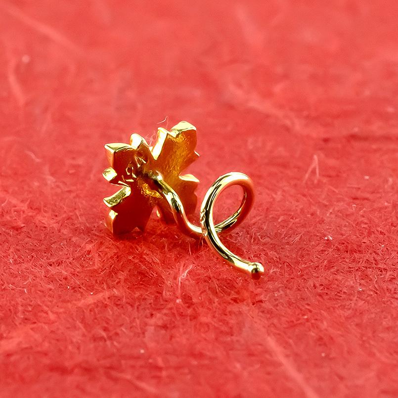 24金 ピアス 純金 クロス ダイヤモンド 一粒 片耳 メンズ キャッチのいらないピアス イエローゴールドk18 十字架 ダイヤ キャッチナッシャー あすつく 送料無料の画像
