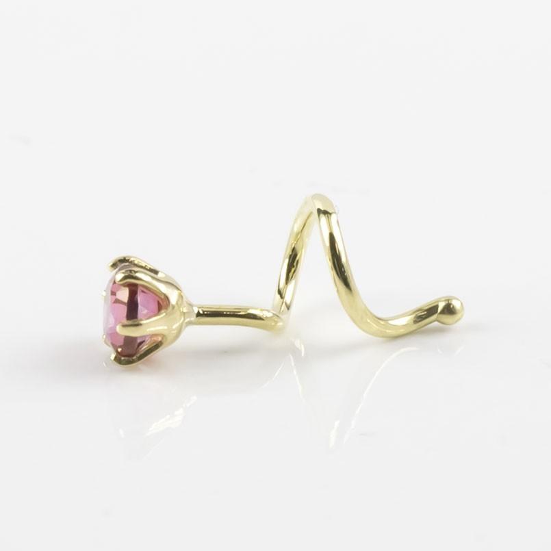 ピアス 18金 キャッチのいらないピアス パパラチアトパーズ 一粒 ゴールド キャッチナッシャー イエローゴールドk18 18k 男性 シンプル 送料無料 saleの画像