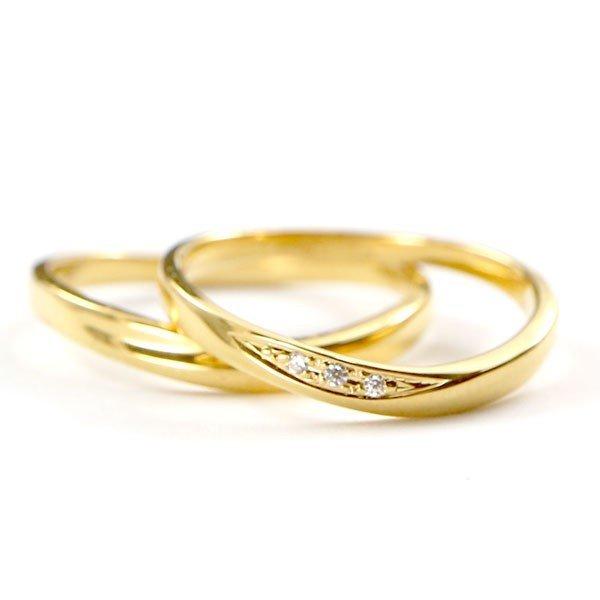 結婚指輪 安い ゴールド ペアリング ペア ダイヤモンド 2本セット マリッジリング イエローゴールドk10 10k 人気 スイートペアリィー 送料無料 セール saleの画像