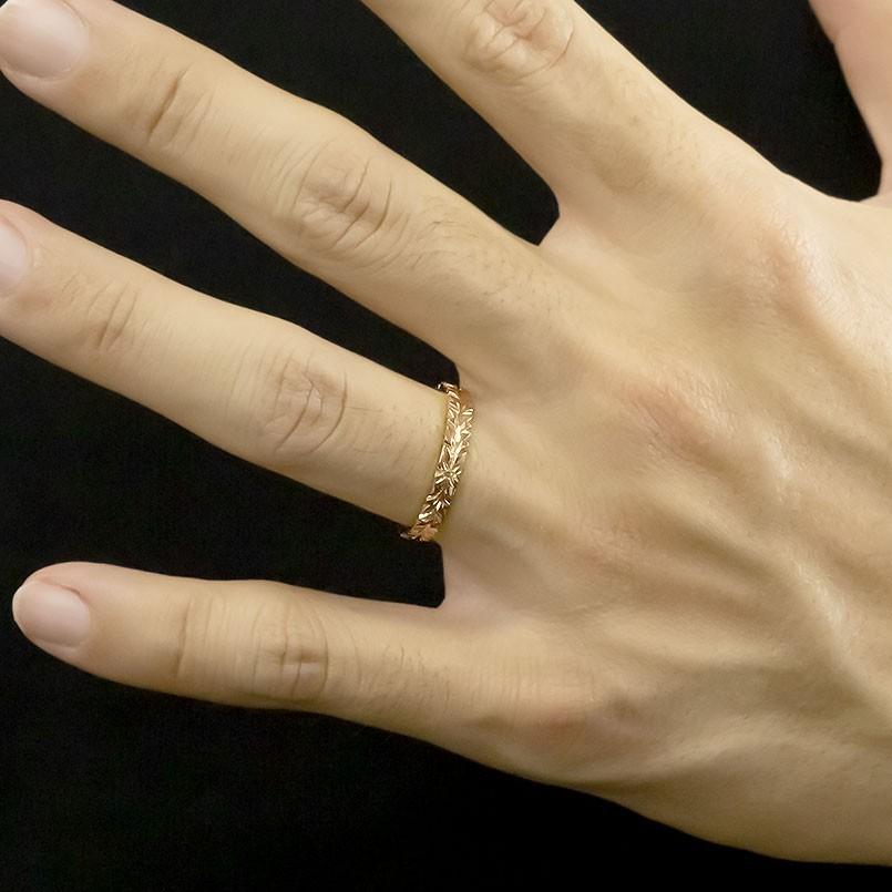 ゴールド リング メンズ ハワイアンジュエリー 指輪 ピンクゴールドk10 ピンキーリング ハワイアンリング マイレ 男性 人気 シンプル 送料無料 セール saleの画像