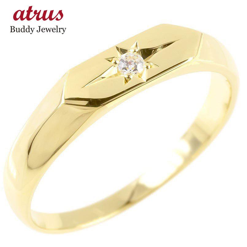 婚約指輪 ダイヤ 安い ゴールド リング 印台 ダイヤモンド 一粒 指輪 イエローゴールドk10 10金 エンゲージリング ピンキーリング リング 送料無料 人気