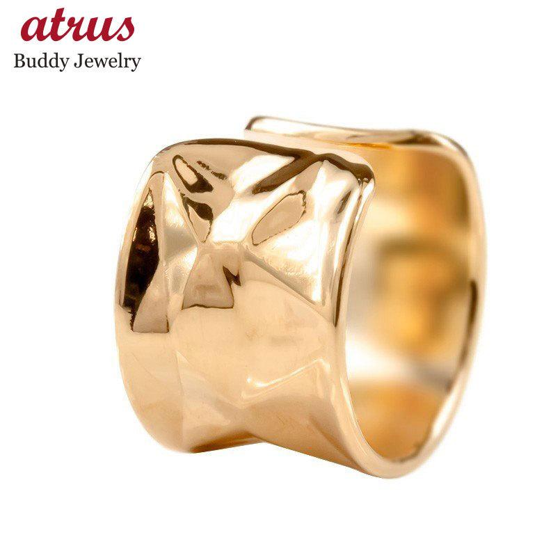 イヤーカフ 18金 ピンクゴールドk18 イヤークリップ 片耳 幅広 イヤカフ イヤカフ イヤリング 凸凹 幅広 ボロノイ模様 凸凹 テクスチャ 18k リング 指輪 送料無料 gu ジュエリー工房アトラス 最先端税込の