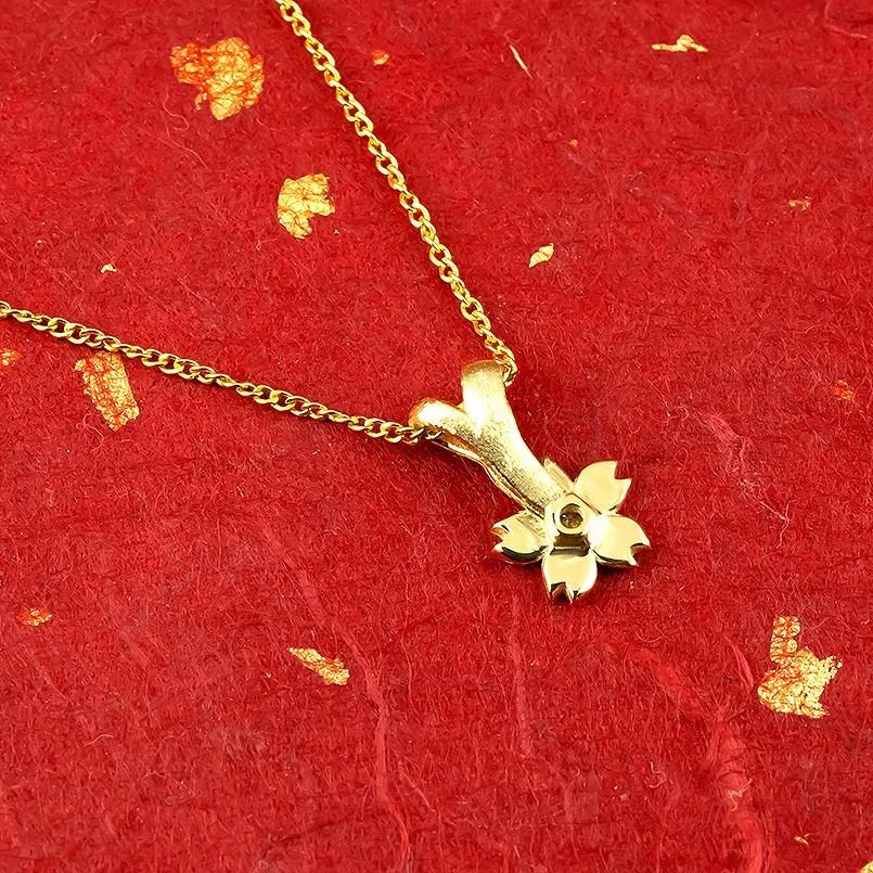 純金 ネックレス 24金 トップ サクラ ダイヤモンド 一粒 ゴールド 24K 桜 ペンダントトップ ゴールド k24 ダイヤ 日本 花 フラワー さくら 送料無料 saleの画像