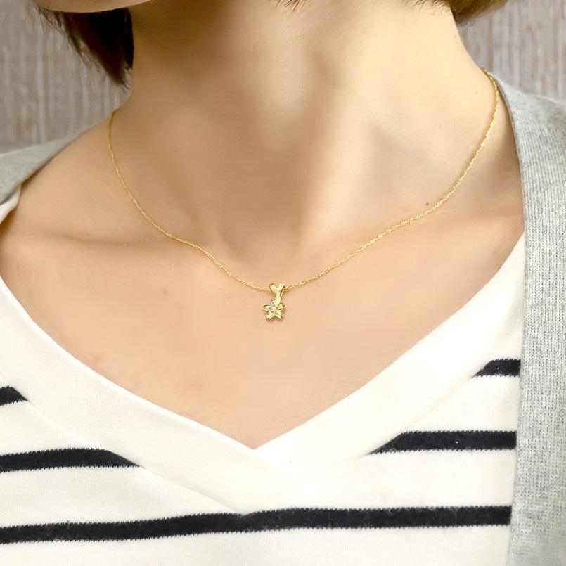 純金 ネックレス 24金 トップ サクラ ダイヤモンド 一粒 ゴールド 24K 桜 ペンダントトップ ゴールド k24 ダイヤ 日本 花 フラワー さくら 送料無料 saleの画像
