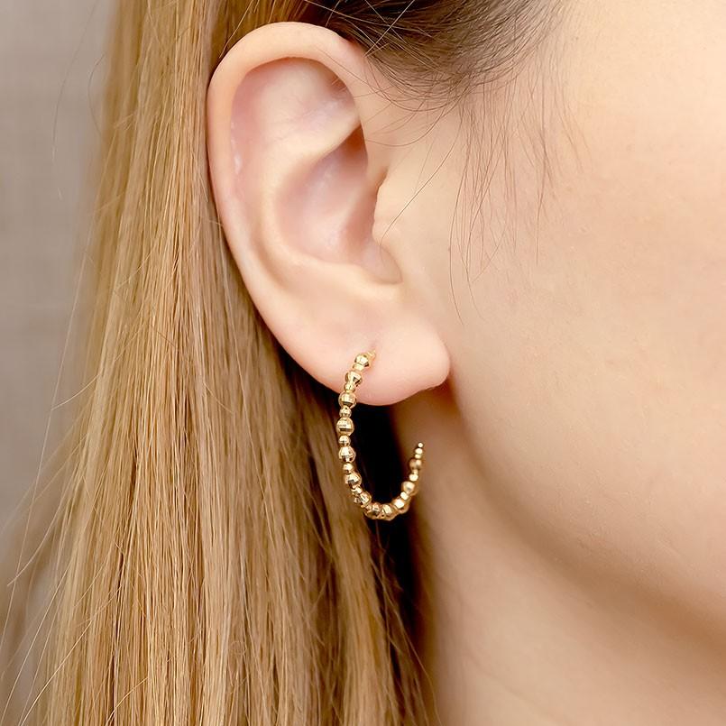 18金 フープピアス リング レディース ペア　ゴールド 18k イエローゴールドk18 ミラーボール ペア シンプル 女性 あすつく 送料無料 セール saleの画像
