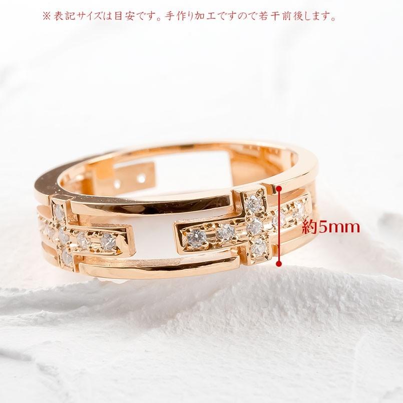 ゴールド リング ダイヤモンド クロス メンズ 指輪 10K ピンクゴールドk10 ピンキーリング ダイヤ 十字架 透かし コントラッド 東京 送料無料 セール saleの画像