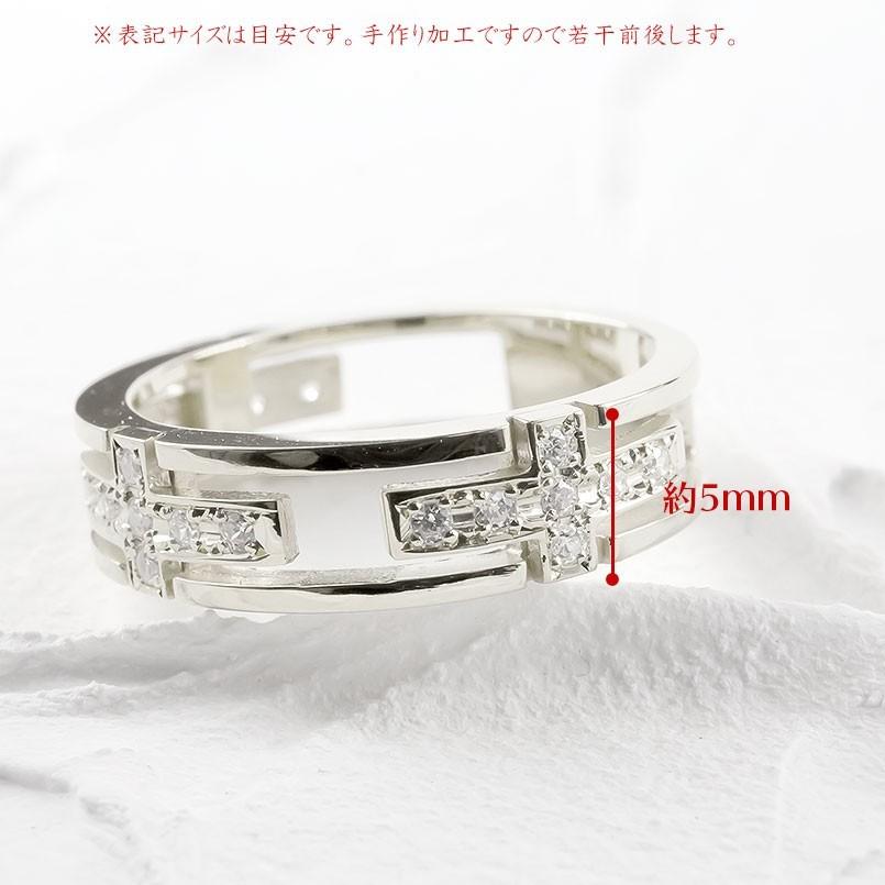 ゴールド リング ダイヤモンド クロス メンズ 指輪 10K ホワイトゴールドk10 ピンキーリング ダイヤ 十字架 透かし コントラッド 東京 送料無料 セール saleの画像