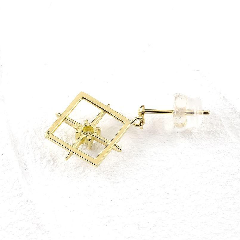 18金 ピアス 片耳 ゆれる ダイヤモンド 一粒 スタッドピアス ゴールド イエローゴールドk18 18k 女性 透かし つや消し 華奢 送料無料 セール saleの画像