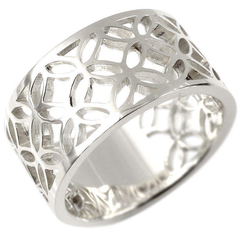 18金 リング 七宝文様 メンズ 指輪 ゴールド 18K ホワイトゴールドk18 ピンキーリング 幅広 透かし 和風 和柄 男性 コントラッド 東京 送料無料 セール SALE