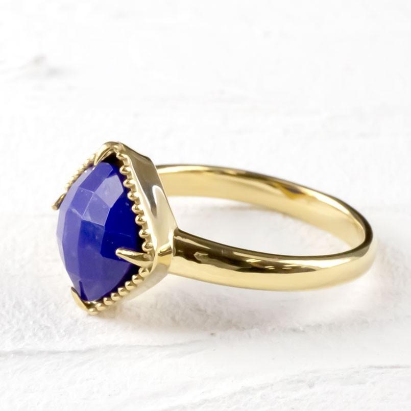 18金 リング ラピスラズリ 指輪 ゴールド 18k イエローゴールドk18 ミル打ち 婚約指輪 安い エンゲージリング ピンキーリング 送料無料 セール saleの画像