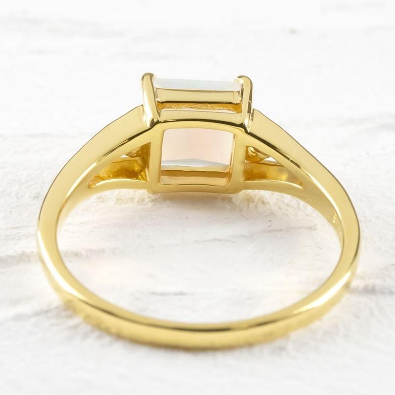 18金 リング エチオピアオパール ダイヤモンド レディース 指輪 18k イエローゴールド ミル打ち 婚約指輪 ピンキーリング シンプル 送料無料 セール saleの画像