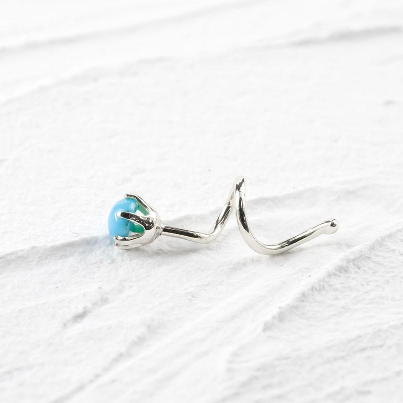 ピアス 18金 メンズ キャッチのいらないピアス トルコ 一粒 キャッチナッシャー ターコイズ ゴールド ホワイトゴールドk18 18k シンプル 送料無料 saleの画像
