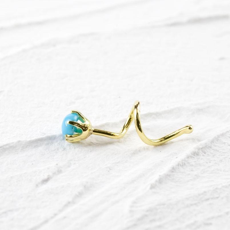 ピアス 18金 トルコ キャッチのいらないピアス 装着簡単 つけっぱなし キャッチナッシャー ターコイズ ゴールド 18K 女性 シンプル 送料無料 セール saleの画像