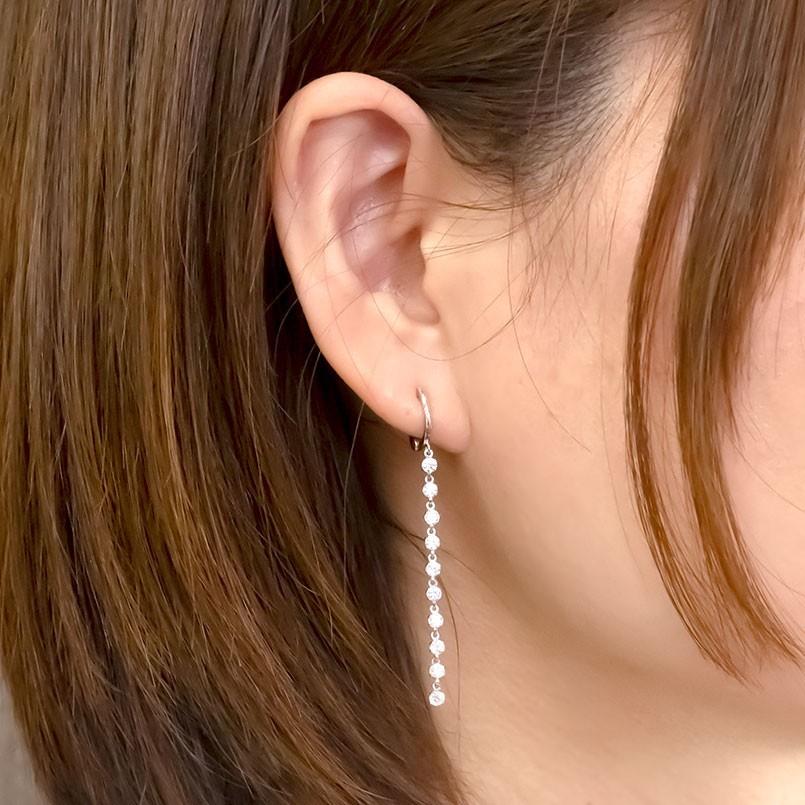 プラチナ ピアリング 片耳 レディース イヤリング キュービックジルコニア pt900 ロングイヤリング ノンホールピアス あすつく 送料無料 セール saleの画像
