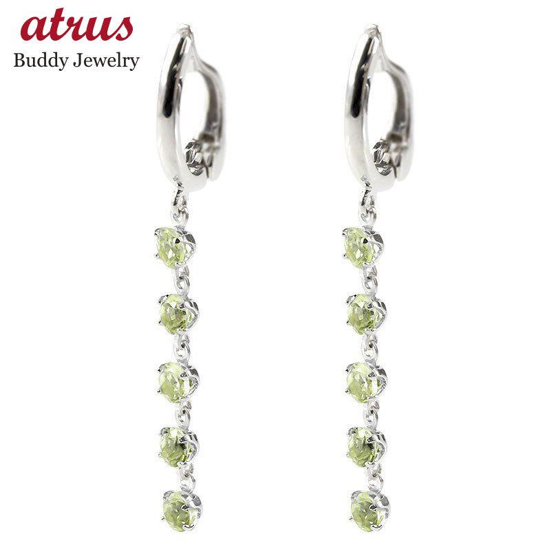 ピアリング イヤリング プラチナ ペリドット pt900 シンプル ゆれる  