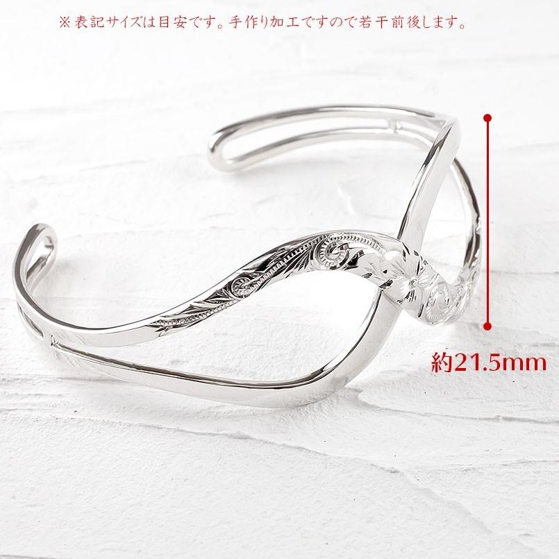 ハワイアンジュエリー バングル ブレスレット インフィニティ シルバー 鍛造 レディース 16cm 地金 幅広 プルメリア sv925 女性 送料無料 セール saleの画像