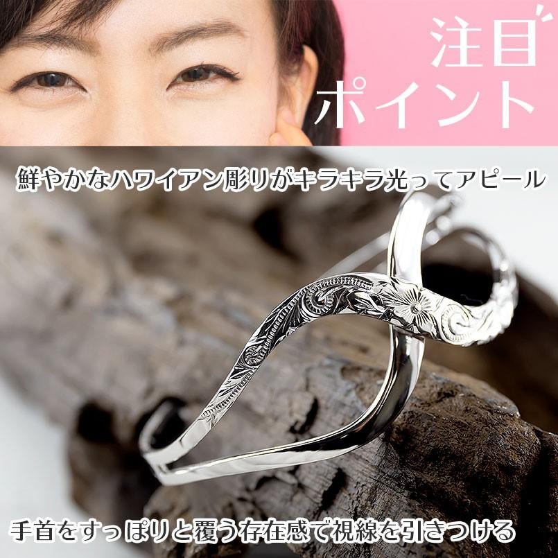ハワイアンジュエリー バングル ブレスレット インフィニティ シルバー 鍛造 レディース 16cm 地金 幅広 プルメリア sv925 女性 送料無料 セール saleの画像