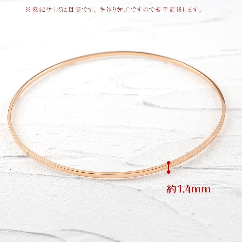 ゴールド レディース バングル ブレスレット シンプル 地金 細身 10k ピンクゴールドk10 輪 女性 鍛造 送料無料 セール saleの画像