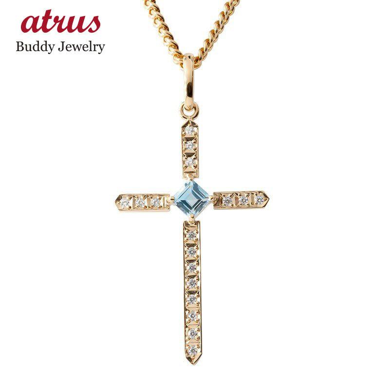 代引不可 18金 ネックレス メンズ トップ 喜平用 ダイヤモンド ブルートパーズ クロス ペンダントトップ ゴールド ピンクゴールドk18 十字架 チェーン キヘイ 即納特典付き Lespakigali Com