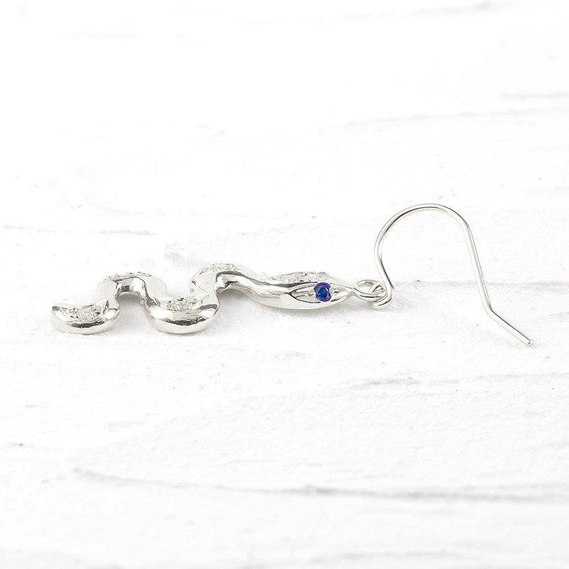 プラチナ ピアス メンズ 片耳 ヘビ サファイア ダイヤモンド フック  