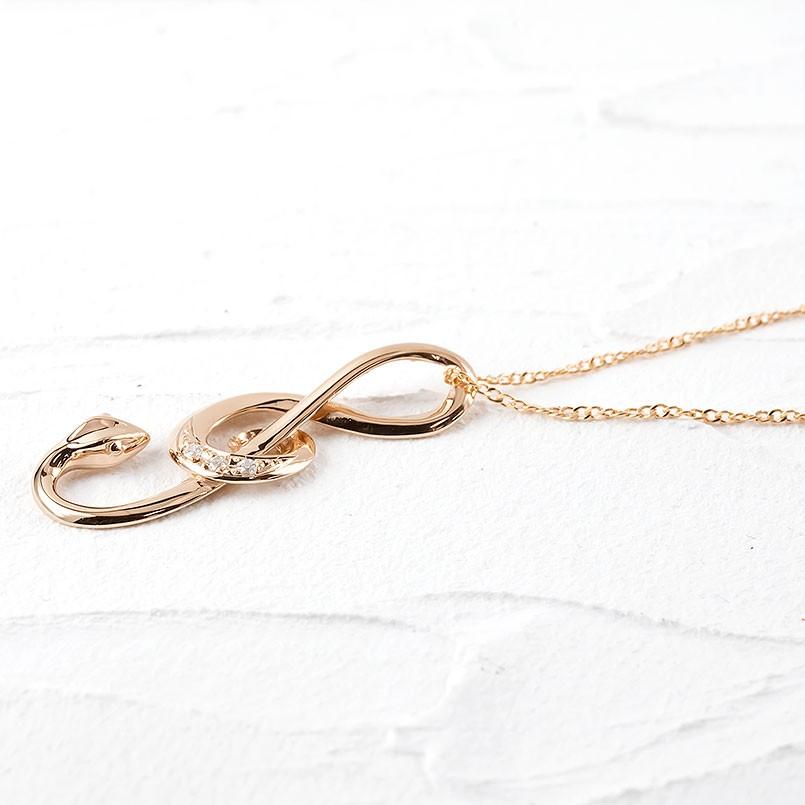 18金 ネックレス トップ ダイヤモンド 蛇 ト音記号 レディース ペンダントトップ ピンクゴールド 18k お守り スネーク ヘビ 音符 音楽 送料無料 セール saleの画像