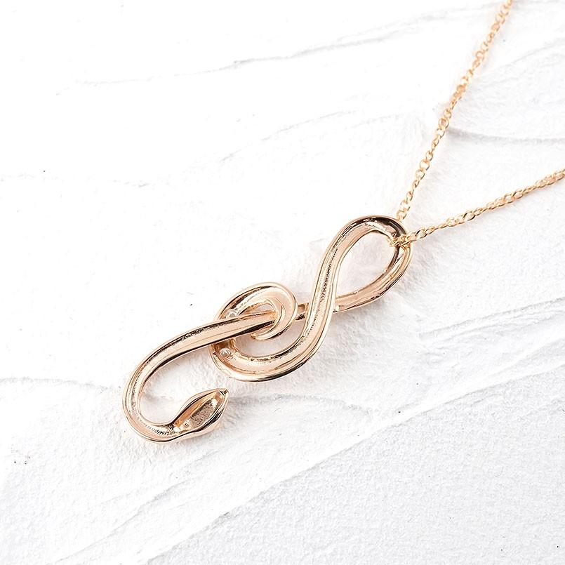 18金 ネックレス トップ ダイヤモンド 蛇 ト音記号 レディース ペンダントトップ ピンクゴールド 18k お守り スネーク ヘビ 音符 音楽 送料無料 セール saleの画像
