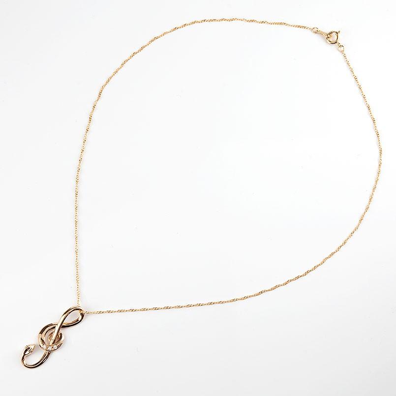 18金 ネックレス トップ ダイヤモンド 蛇 ト音記号 レディース ペンダントトップ ピンクゴールド 18k お守り スネーク ヘビ 音符 音楽 送料無料 セール saleの画像