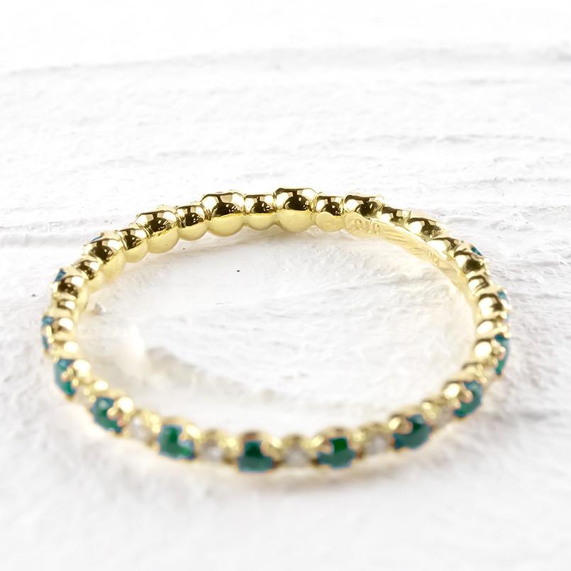 18金 リング ダイヤモンド エメラルド フルエタニティ レディース 指輪 ゴールド 18k イエローゴールドk18 婚約指輪 エンゲージリング 送料無料 セール saleの画像