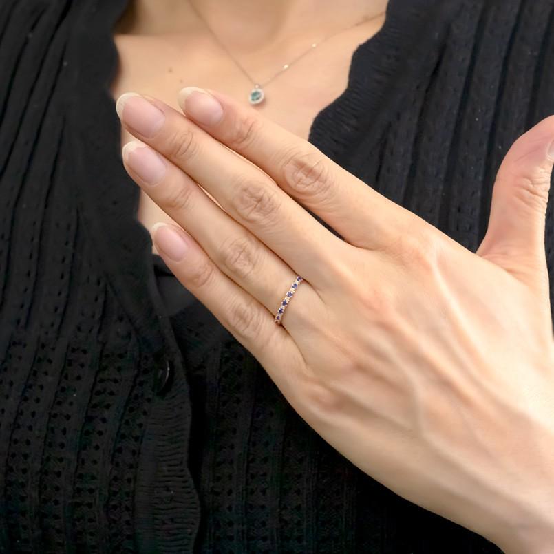 18金 リング ダイヤモンド サファイア フルエタニティ 指輪 ゴールド イエローゴールドk18 婚約指輪 ダイヤ 安い エンゲージリング 送料無料 セール saleの画像