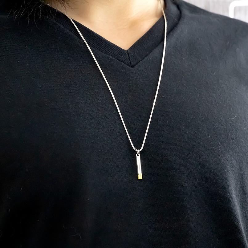 純金 ネックレス 24金 トップ メンズ シルバー バー ペンダントトップ スパイクチェーン sv925 k24 コンビ つや消し 男性 地金 バー 棒 送料無料 人気 saleの画像