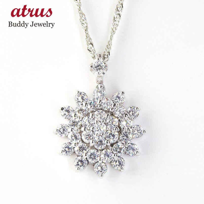 シルバー ネックレス トップ キュービックジルコニア フラワー レディース sv925 ペンダント 花 ひまわり 太陽 女性 大人 送料無料 セール SALE