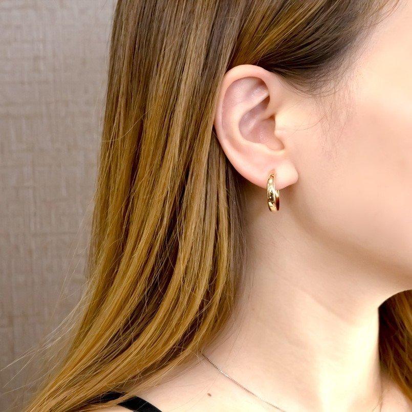 ピアス 18金 リング フープ 甲丸 レディース イエローゴールドk18 18k シンプル 地金 女性 人気 あすつく 送料無料 セール saleの画像