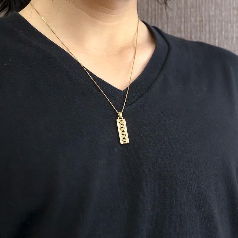 ゴールド ネックレス トップ メンズ ダイヤモンド 喜平 プレート ペンダント 10k 10金 イエローゴールドk10 シンプル キヘイチェーン 送料無料 セール SALE