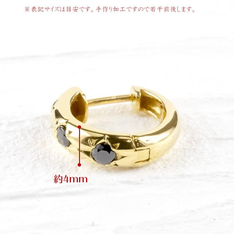 ゴールド フープピアス レディース ブラックダイヤモンド 10k イエローゴールドk10 リング ステンレスバネ入り ピアス ペア 女性 人気 送料無料 セール saleの画像