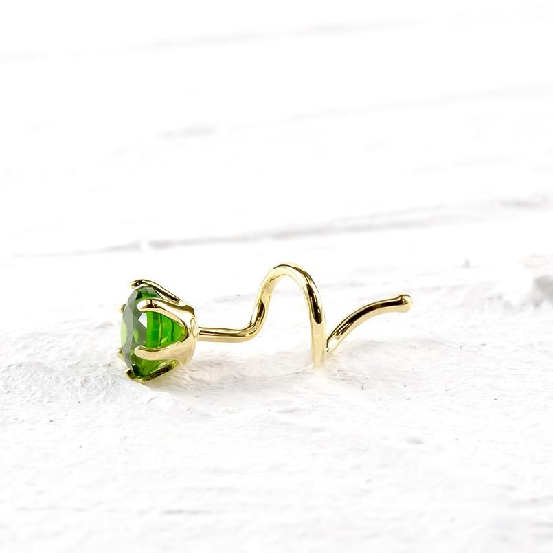 18金 片耳 クロムダイオプサイド キャッチのいらないピアス 一粒 ゴールド イエローゴールドk18 18k キャッチナッシャー あすつく 送料無料 セール saleの画像