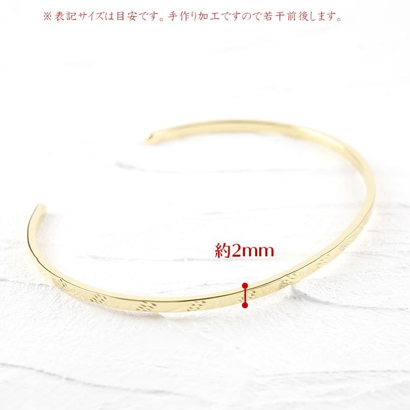 ゴールド メンズ バングル ブレスレット 10k イエローゴールドk10 シンプル カット 繊細 細身 地金 男性 鍛造 送料無料 人気 セール saleの画像
