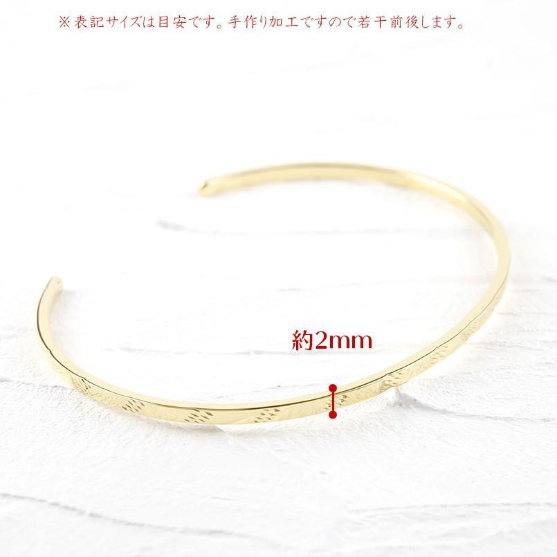 ゴールド メンズ バングル ブレスレット 10k イエローゴールドk10 シンプル カット 繊細 細身 地金 男性 鍛造 送料無料 人気 セール saleの画像