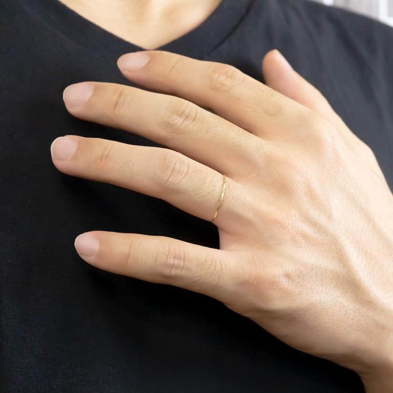 18金 ペアリング 2本セット 華奢 細い メンズ レディース 指輪 ペア カット ゴールド 18k 結婚指輪 安い 男性 女性 送料無料 セール saleの画像