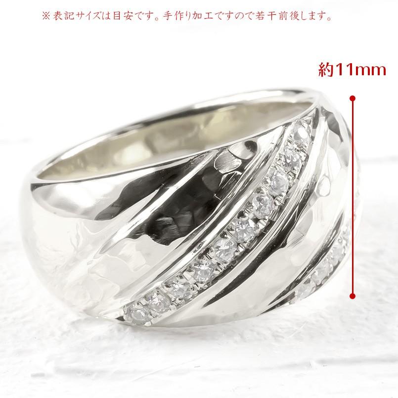シルバー リング キュービックジルコニア 指輪 sv925 婚約指輪 安い ピンキーリング リング 幅広 槌目 槌打ち ロック仕上げ 女性 送料無料 セール saleの画像